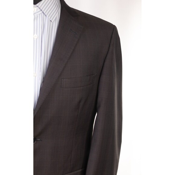 Lanificio A. Rodina Pronto Uomo brown Wool Plaid Blazer  Sz 40R Super 120s - Picture 6 of 15